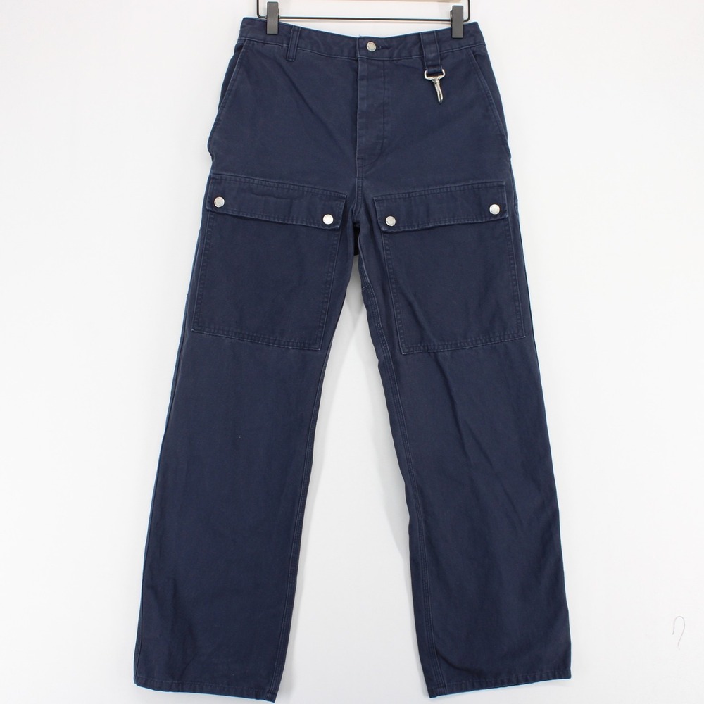 Reese Cooper Cargo Pants Mens 32 (28x29) Navy Blue Button Fly Canvas Made USA